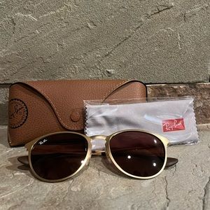 Ray ban gold metal frame with rose colored lenses